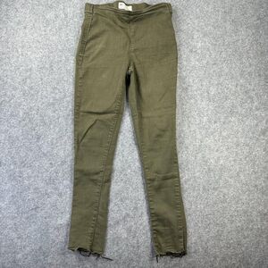 Free People Jeans Womens 27 Olive Green High Rise Skinny Raw Hem Stretch Pants